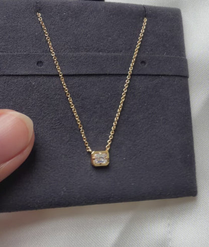 Solitaire Prong Set Bubble Gold Necklace
