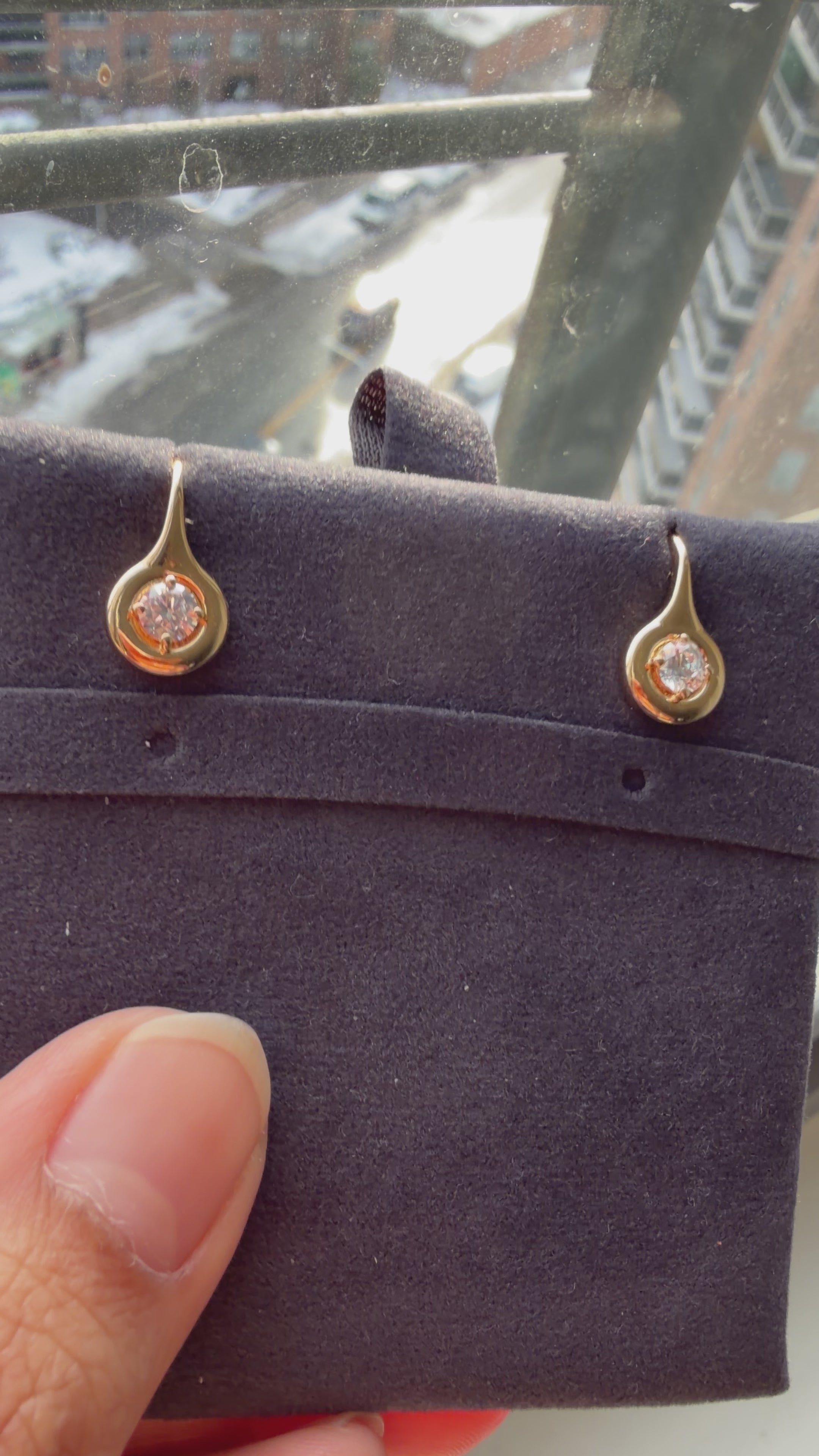 Bubble Round Diamond Dangle Earrings