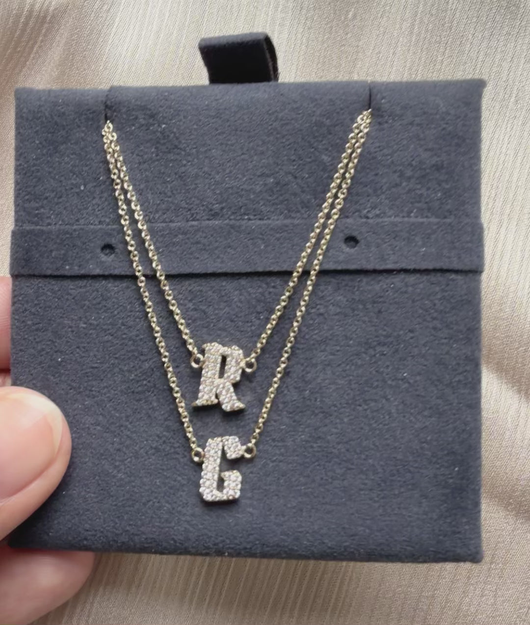 Custom Diamond Pave 2 Initial Layered Necklace