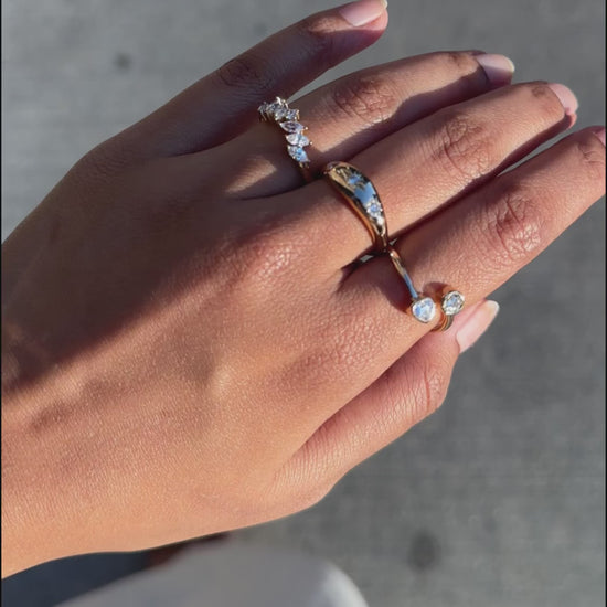 Starburst diamond dome ring lifestyle shot showcasing cosmic radiant sparkle