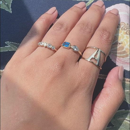 Multi Shape Diamond Band Ring detail emphasizing solid gold craftsmanship