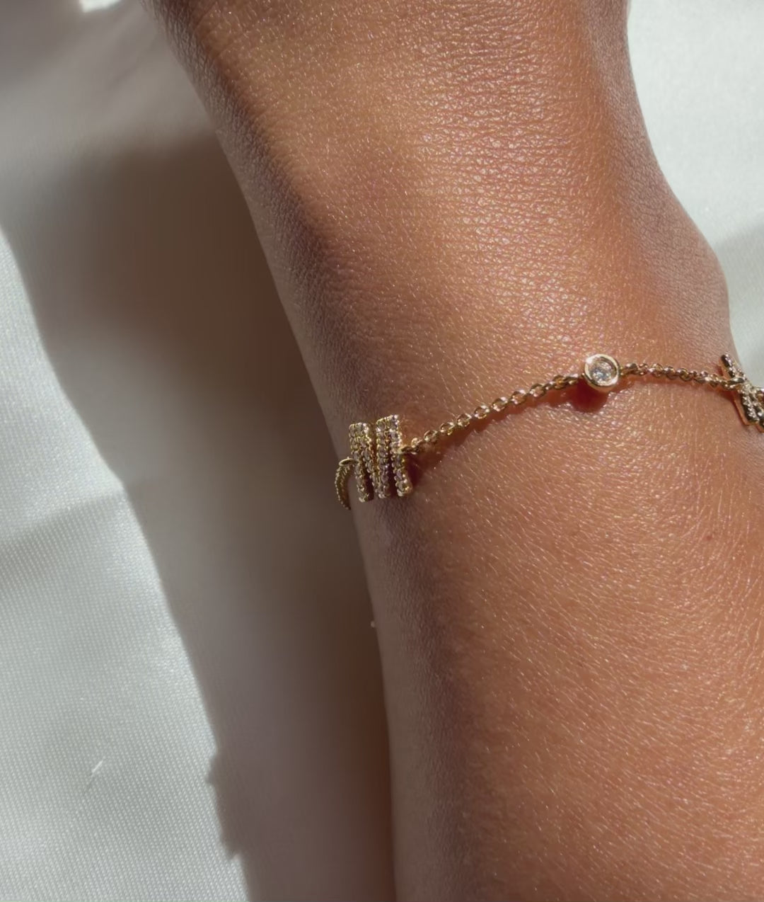 3 Diamond Initials Cable Chain Bracelet