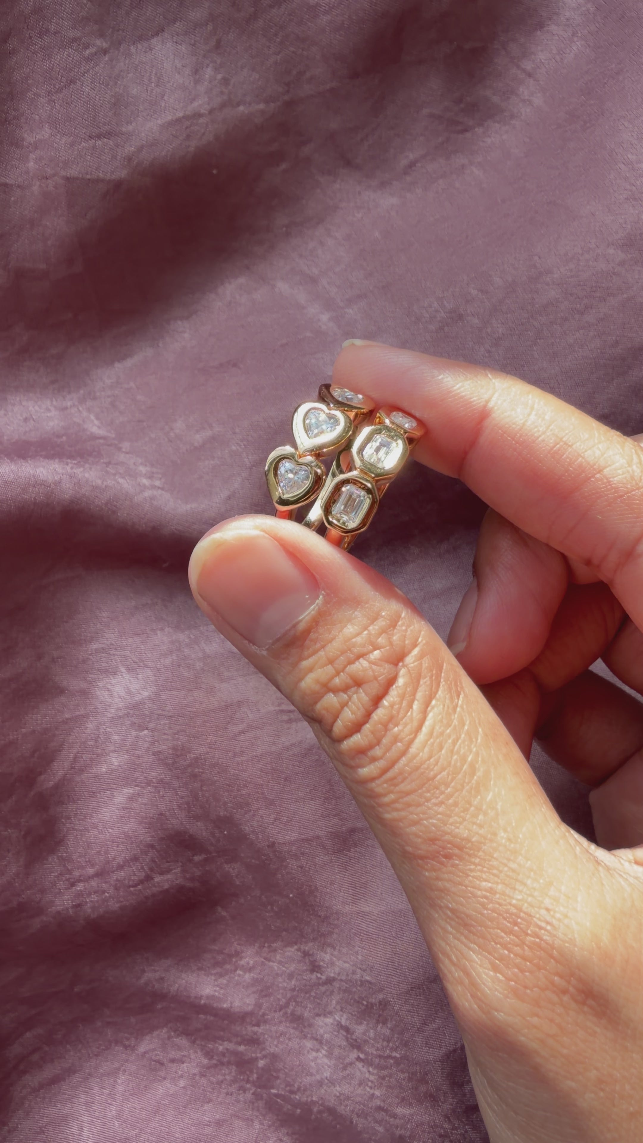 Bubble Bezel Emerald Cut Diamond Band