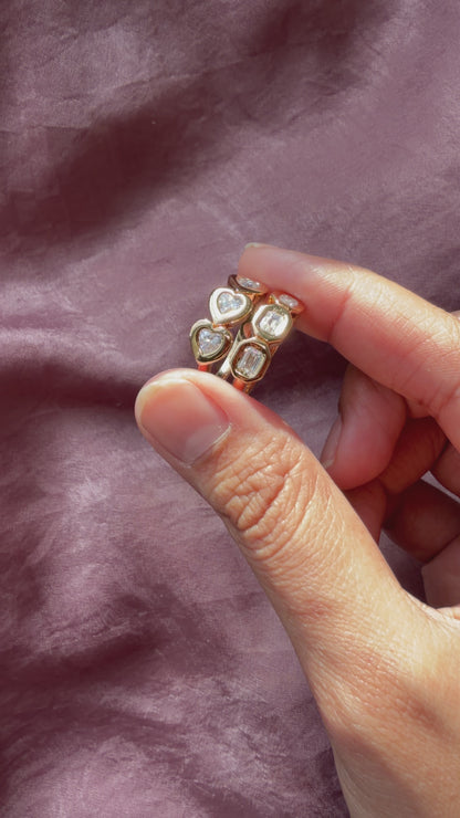Bubble Bezel Emerald Cut Diamond Band