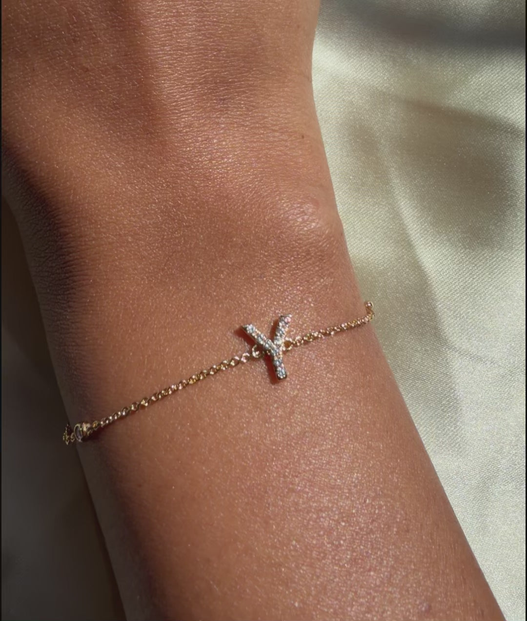 Diamond Initial Cable Link Bracelet