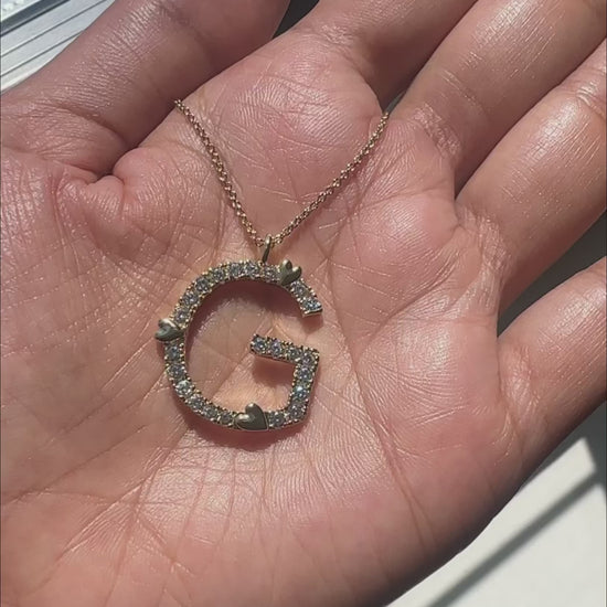 Back view showing solid gold construction of Initial with Heart Charm