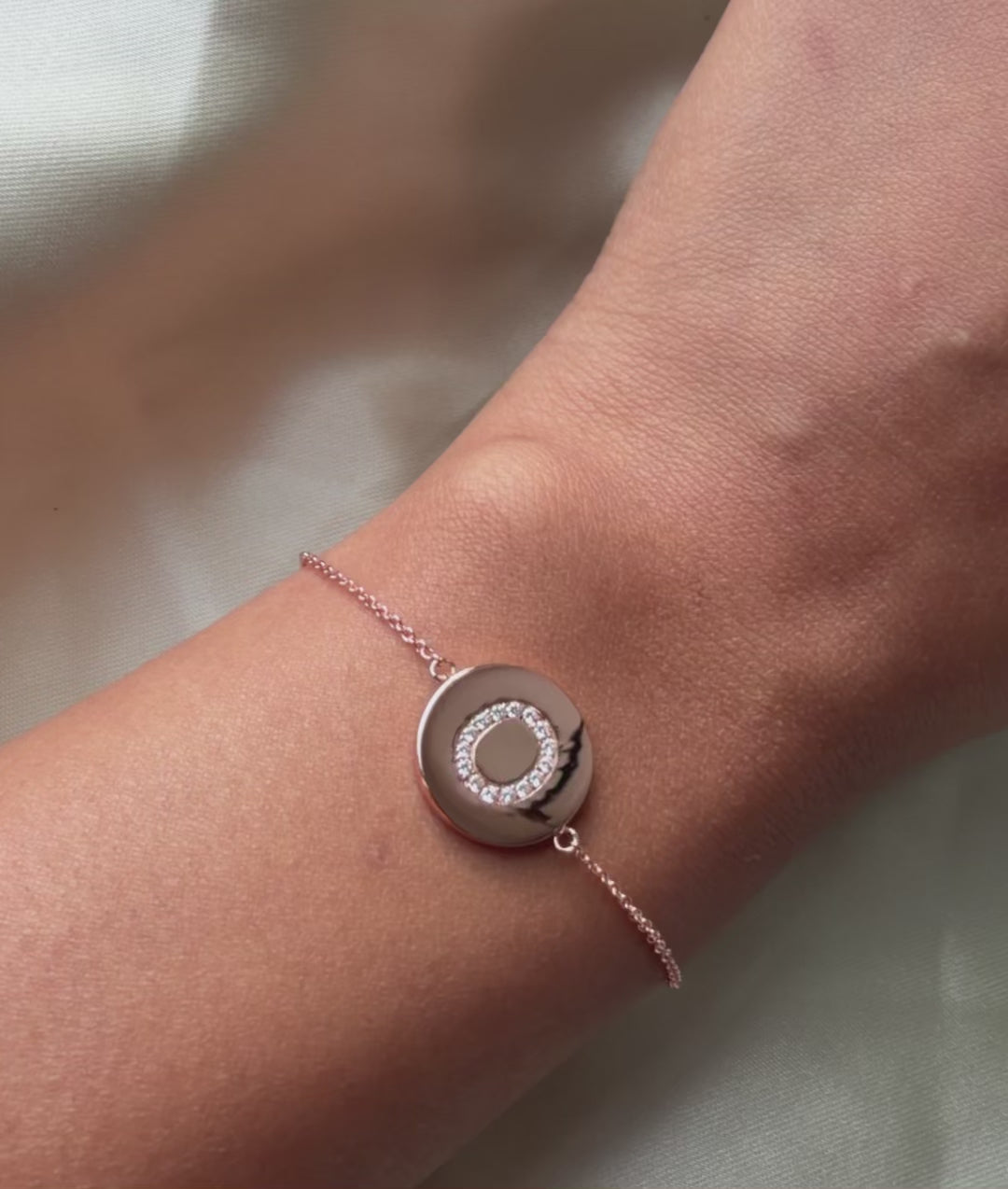 Diamond Initial Coin Bracelet