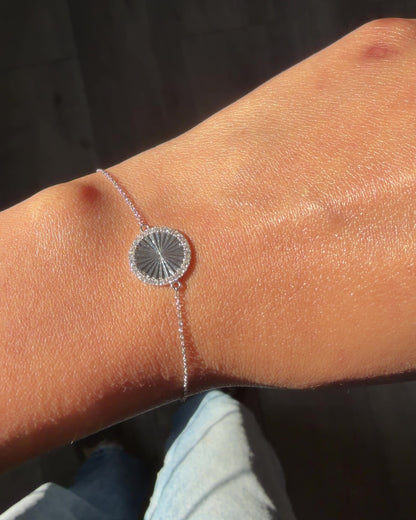 Fluted Circle Bracelet Diamond Eternity Gold Chain