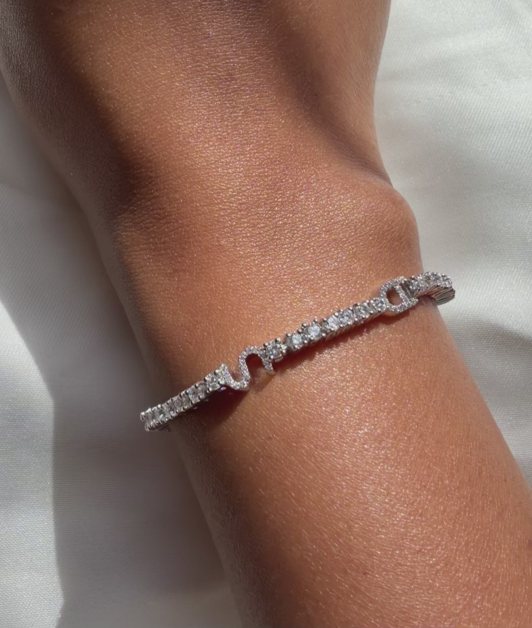 Custom Diamond Pave Initial Tennis Bracelet