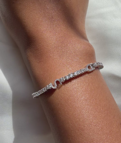 Custom Diamond Pave Initial Tennis Bracelet