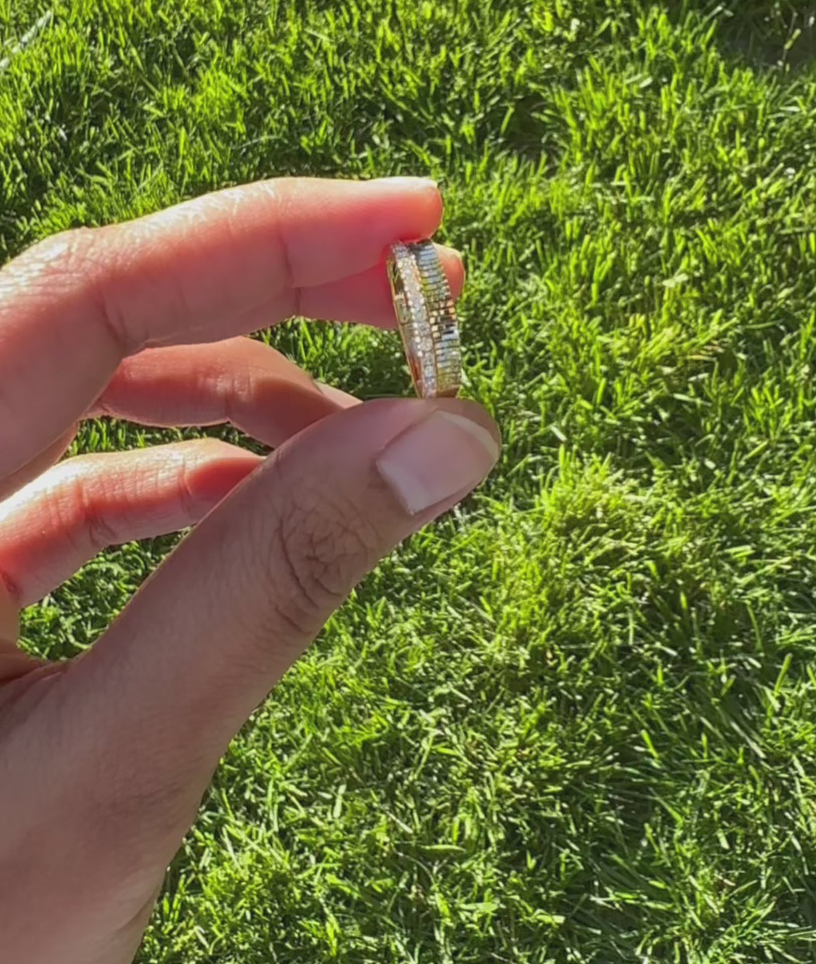 Fluted diamond band ring displayed on elegant fine jewelry presentation