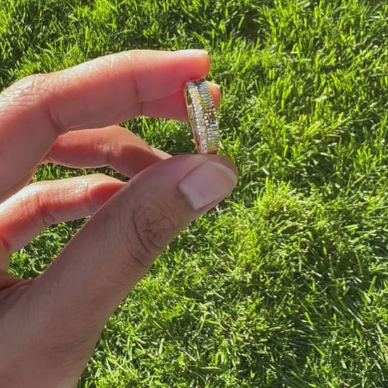 Fluted diamond band ring displayed on elegant fine jewelry presentation