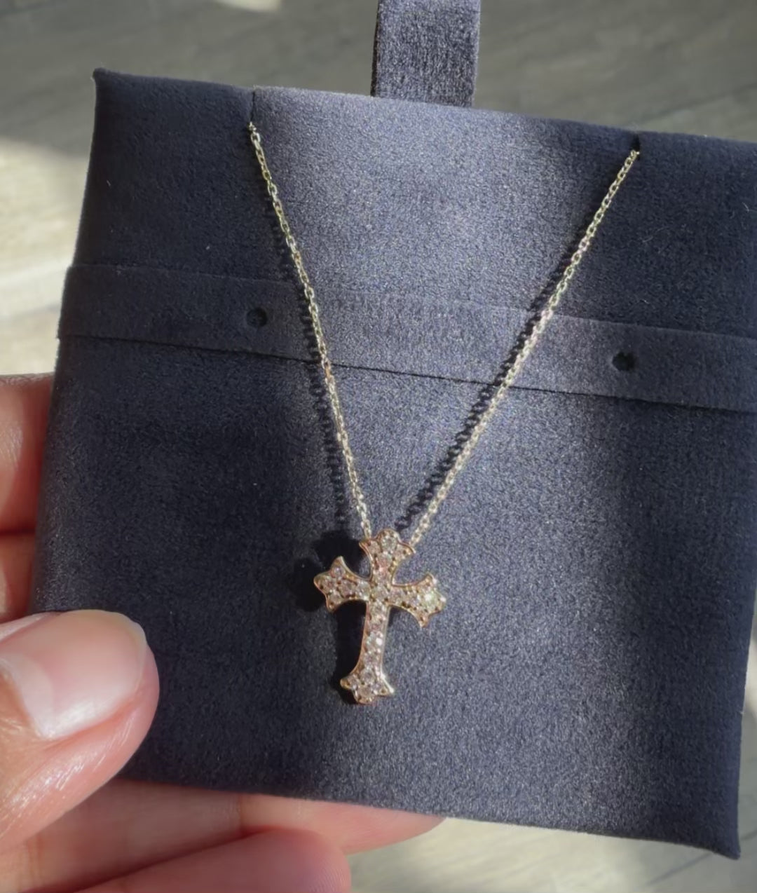 Diamond Pave Cross Necklace Sparkling Faith Symbol