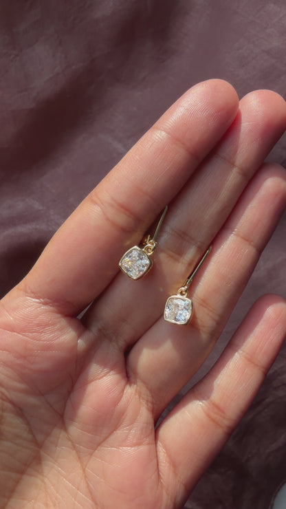 Bezel Diamond Drop Earrings