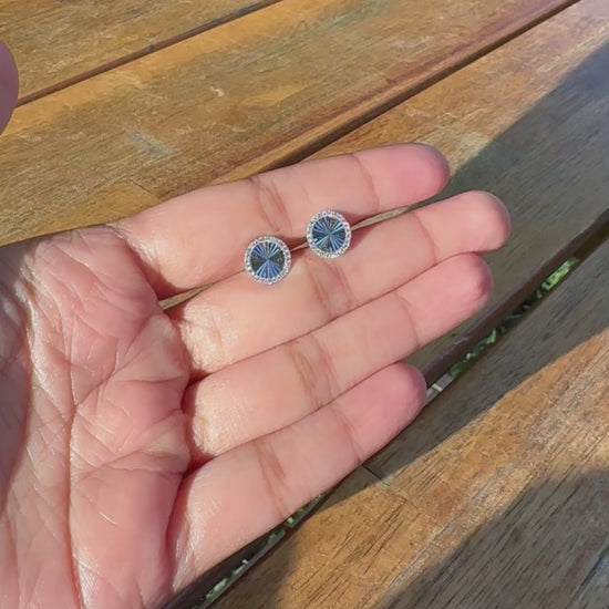 Fluted Circle Stud Earrings on model showcasing everyday wearability and sparkle