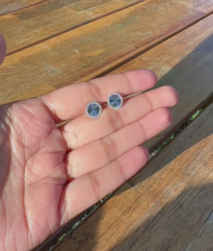 Fluted Circle Stud Earrings on model showcasing everyday wearability and sparkle