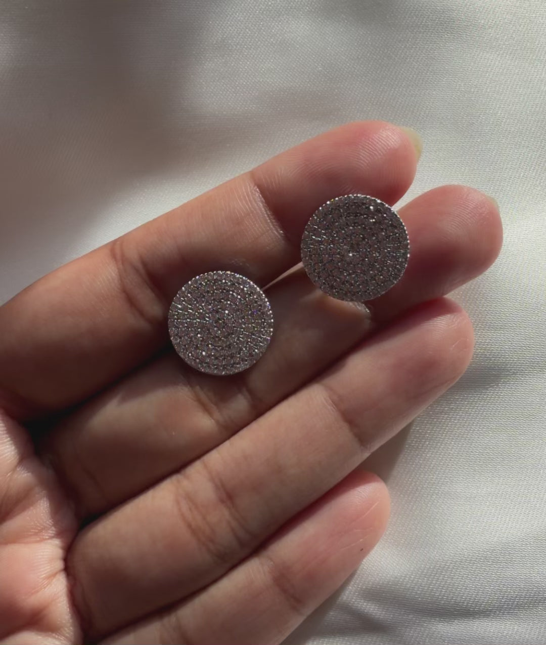 Diamond Pave Disc Stud Earring