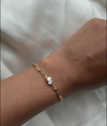 Diamond Solitaire Paperclip Bracelet