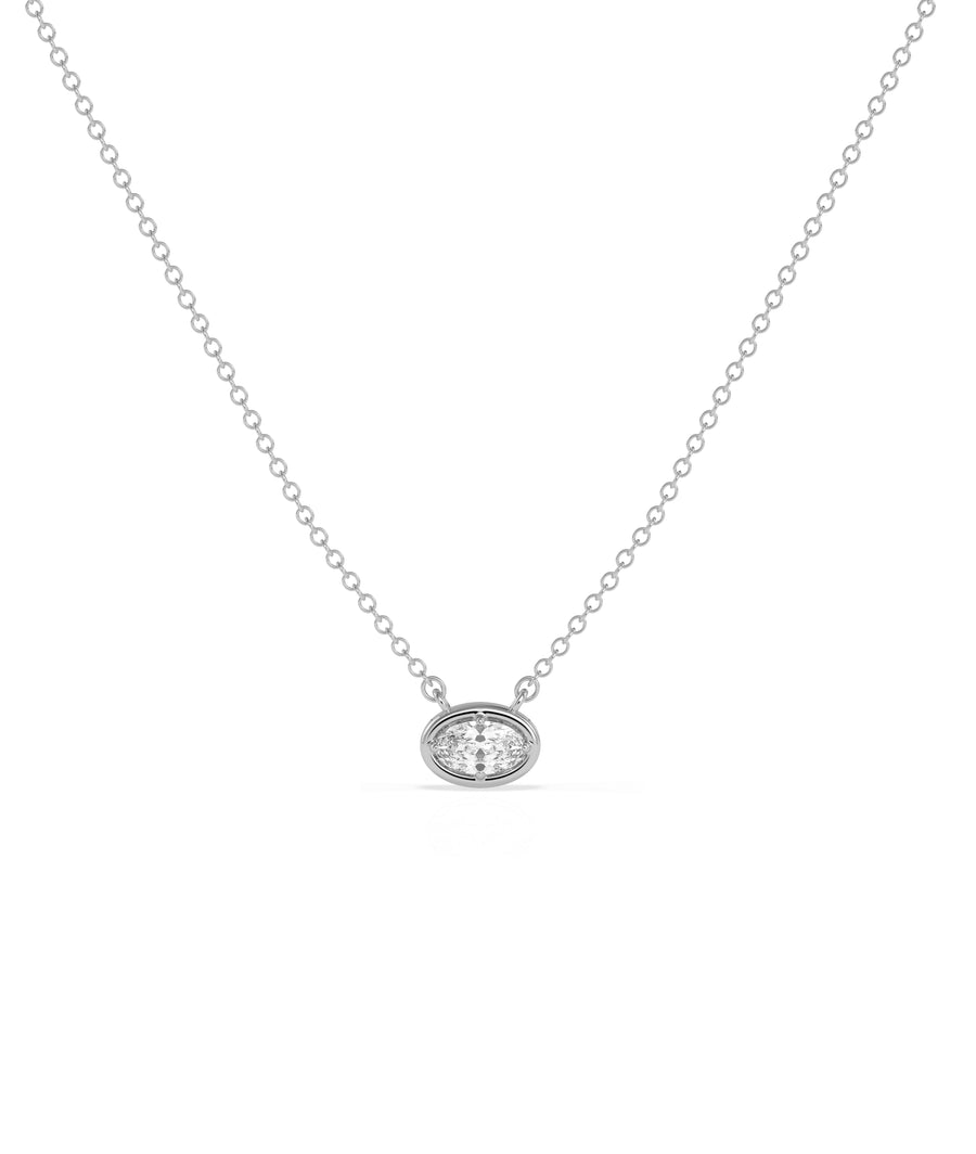 Prong set bubble diamond necklace in 14K solid white gold