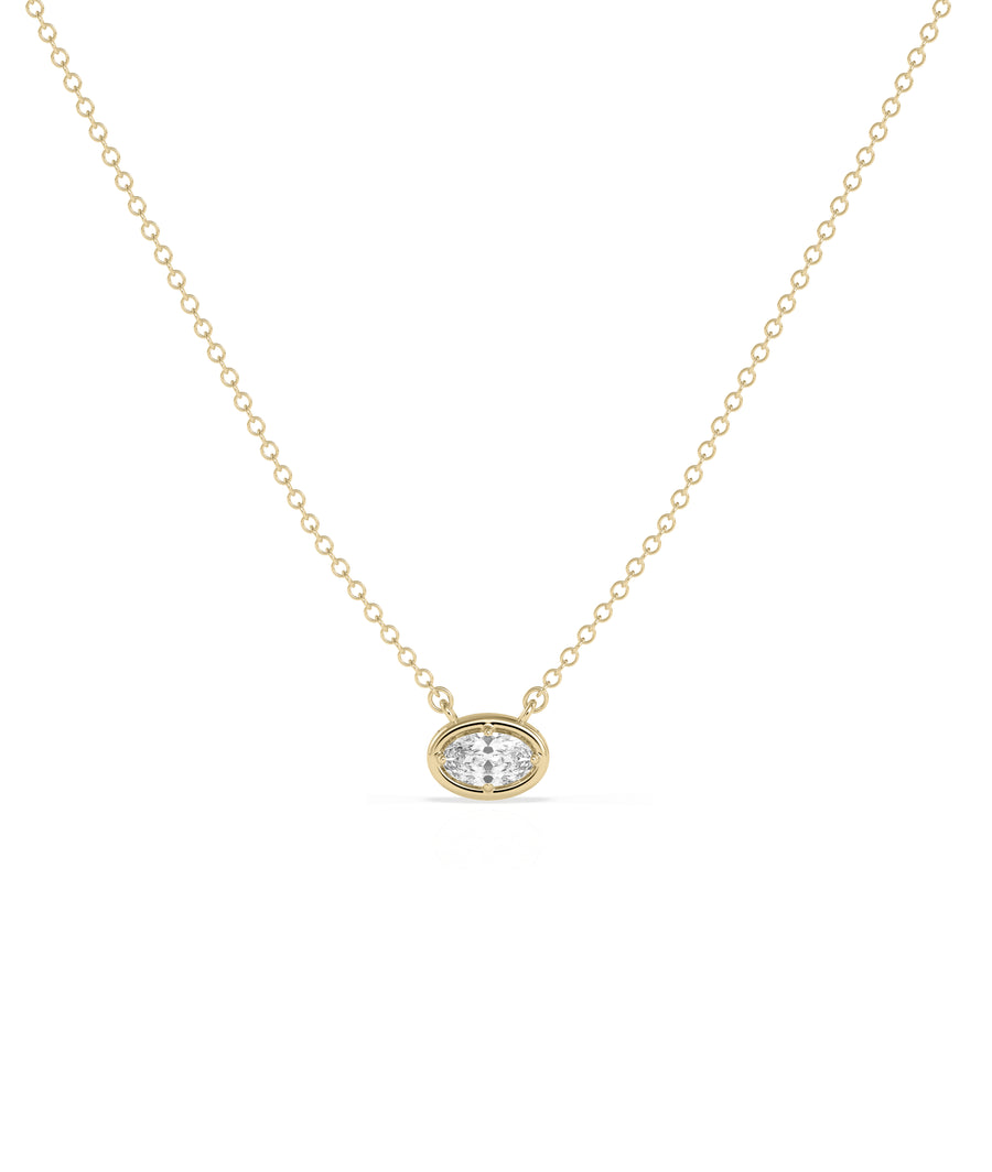 Prong set bubble diamond necklace in 14K yellow gold