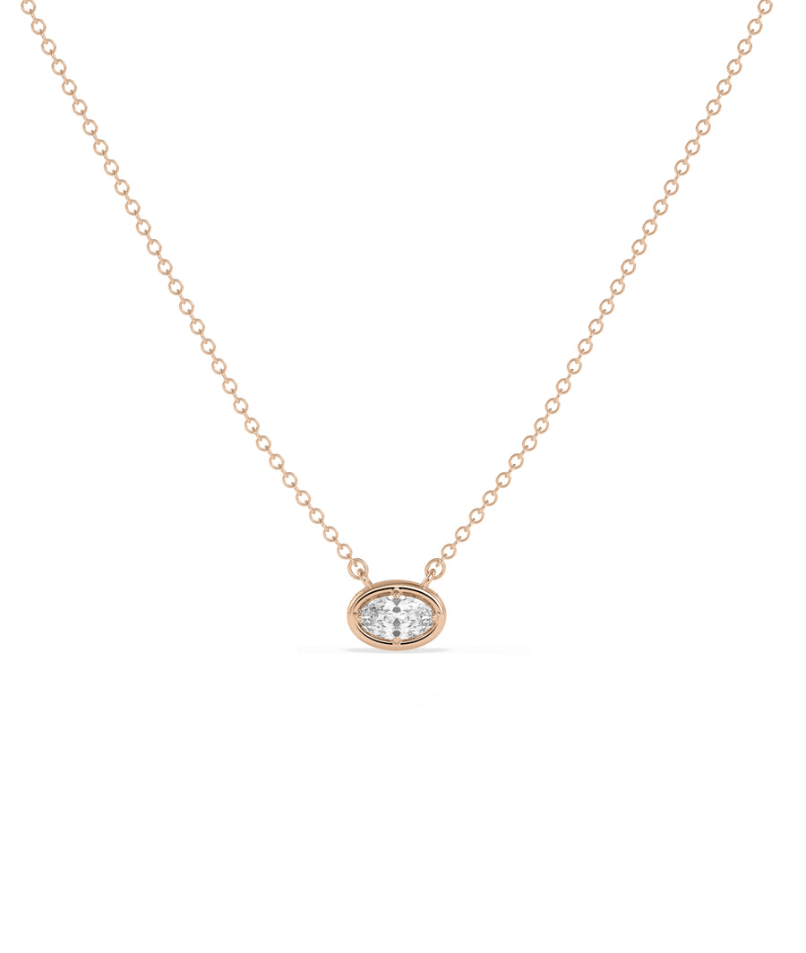 Prong set bubble diamond necklace in 14K rose gold