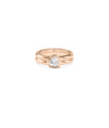 Rose gold double-band ring with bezel-set heart-shaped diamond solitaire centerstone
