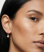 Round bezel set diamond dangle earrings in 14K solid gold