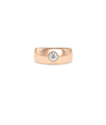 Round bezel solitaire band ring with lab diamond in rose gold