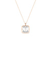Solitaire asscher cut lab diamond pendant in rose gold dainty style