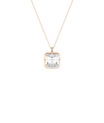 Solitaire asscher cut lab diamond pendant in rose gold dainty style