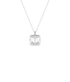 Solitaire asscher cut lab diamond pendant in white gold