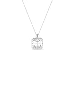 Solitaire asscher cut lab diamond pendant in white gold