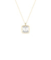 Solitaire asscher cut lab diamond pendant in yellow gold