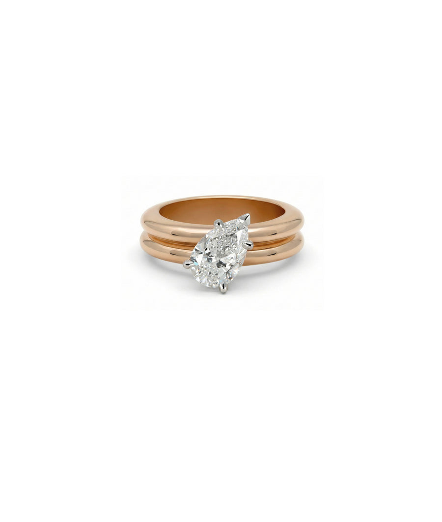 Solitaire double band lab diamond ring in rose gold