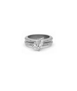 Solitaire double band lab diamond ring in 14K white gold