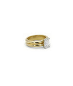 Solitaire double band lab diamond ring in yellow gold side profile