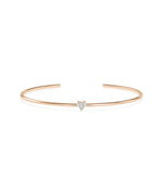 Solitaire heart cuff bangle crafted in 14K solid rose gold