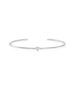 Solitaire heart cuff bangle crafted in 14K solid white gold