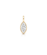 Solitaire marquise shape bezel charm pendant in solid gold