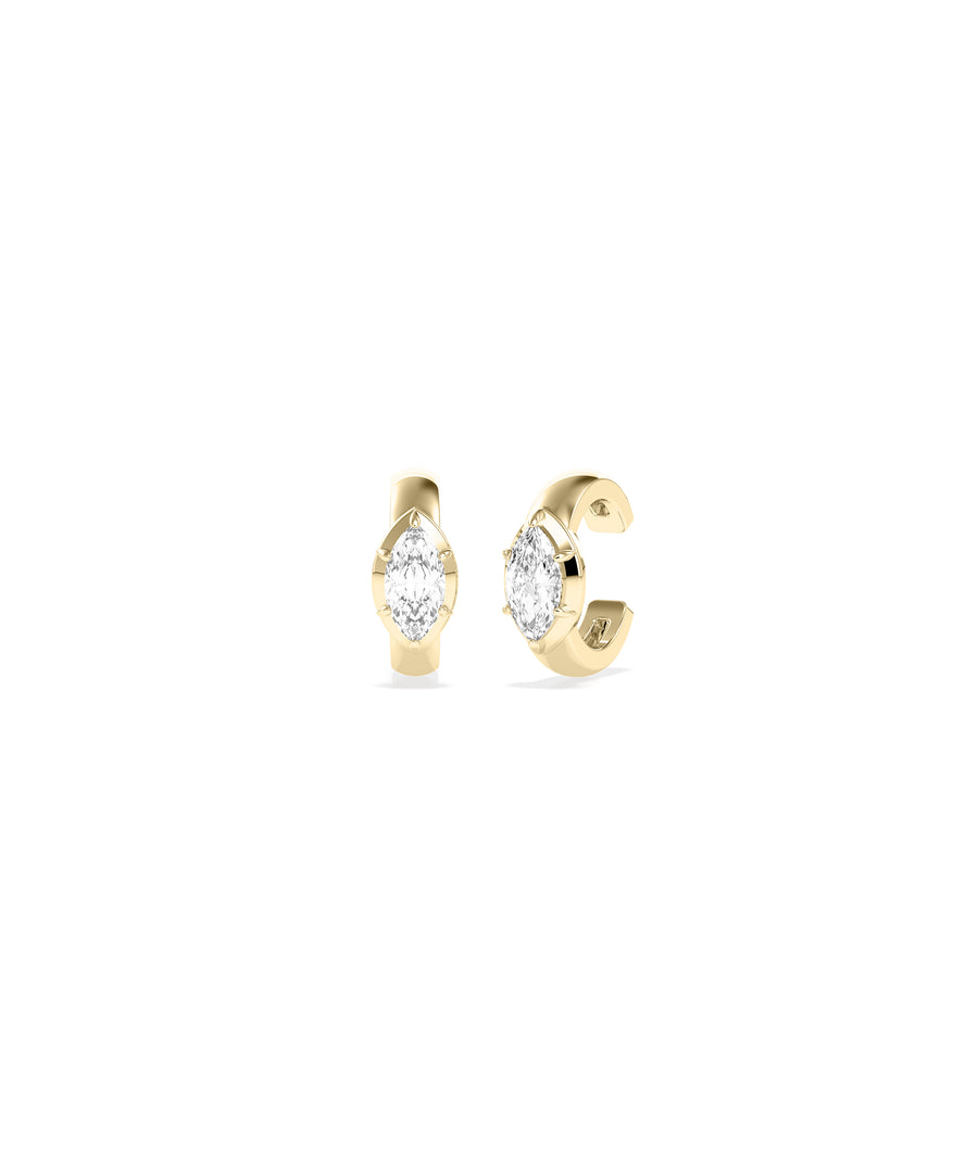 Solitaire marquise lab diamond ear cuff in 14K yellow gold