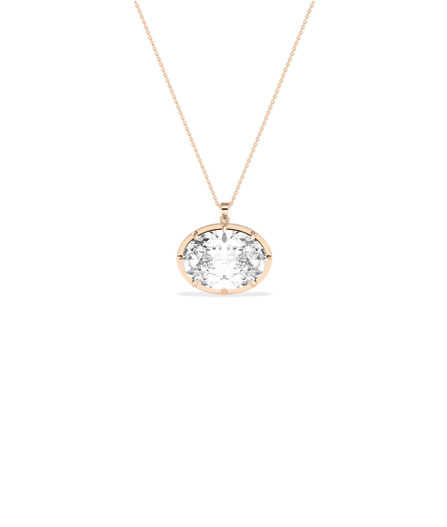 Solitaire oval lab diamond pendant in rose gold dainty fine jewelry