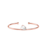Solitaire pear lab diamond cuff bangle in 14K rose gold