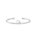 Solitaire pear lab diamond cuff bangle in 14K white gold