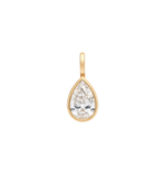 Solitaire pear shape bezel charm pendant in 14K solid gold