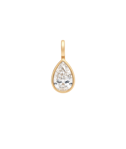 Solitaire pear shape bezel charm pendant in 14K solid gold