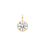 Solitaire round bezel charm pendant in 14K solid gold ctw options