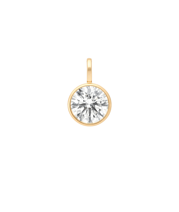 Solitaire round bezel charm pendant in 14K solid gold ctw options