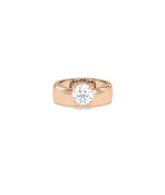 Solitaire round lab diamond band ring in 14K rose gold