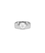 Solitaire round lab diamond band ring in 14K white gold