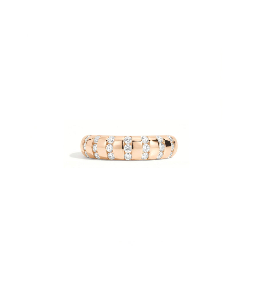 Striped diamond ring in rose gold solid gold band